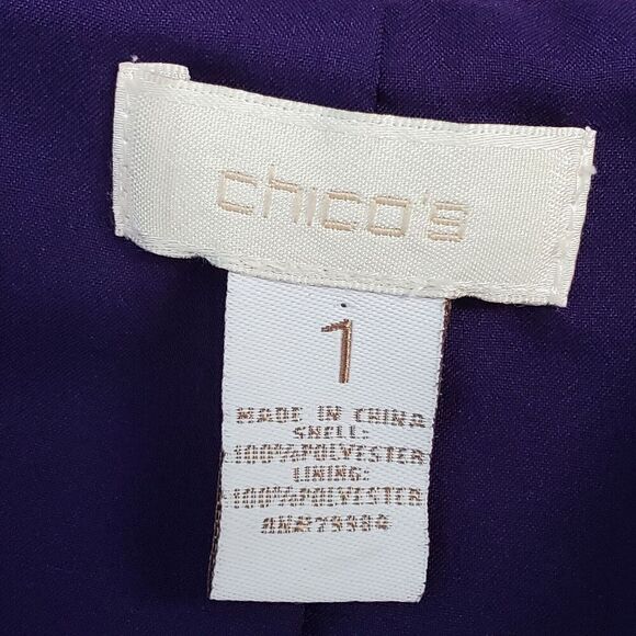 Chicos 1 Blazer Paisley Purple Women's Size Medium 8 Button Top Jacket Lined - Picture 3 of 11